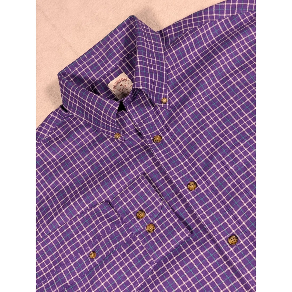 Brooks Brothers Regular Fit Checkered Plaid Long Sleeve Mens Shirt Size Medium